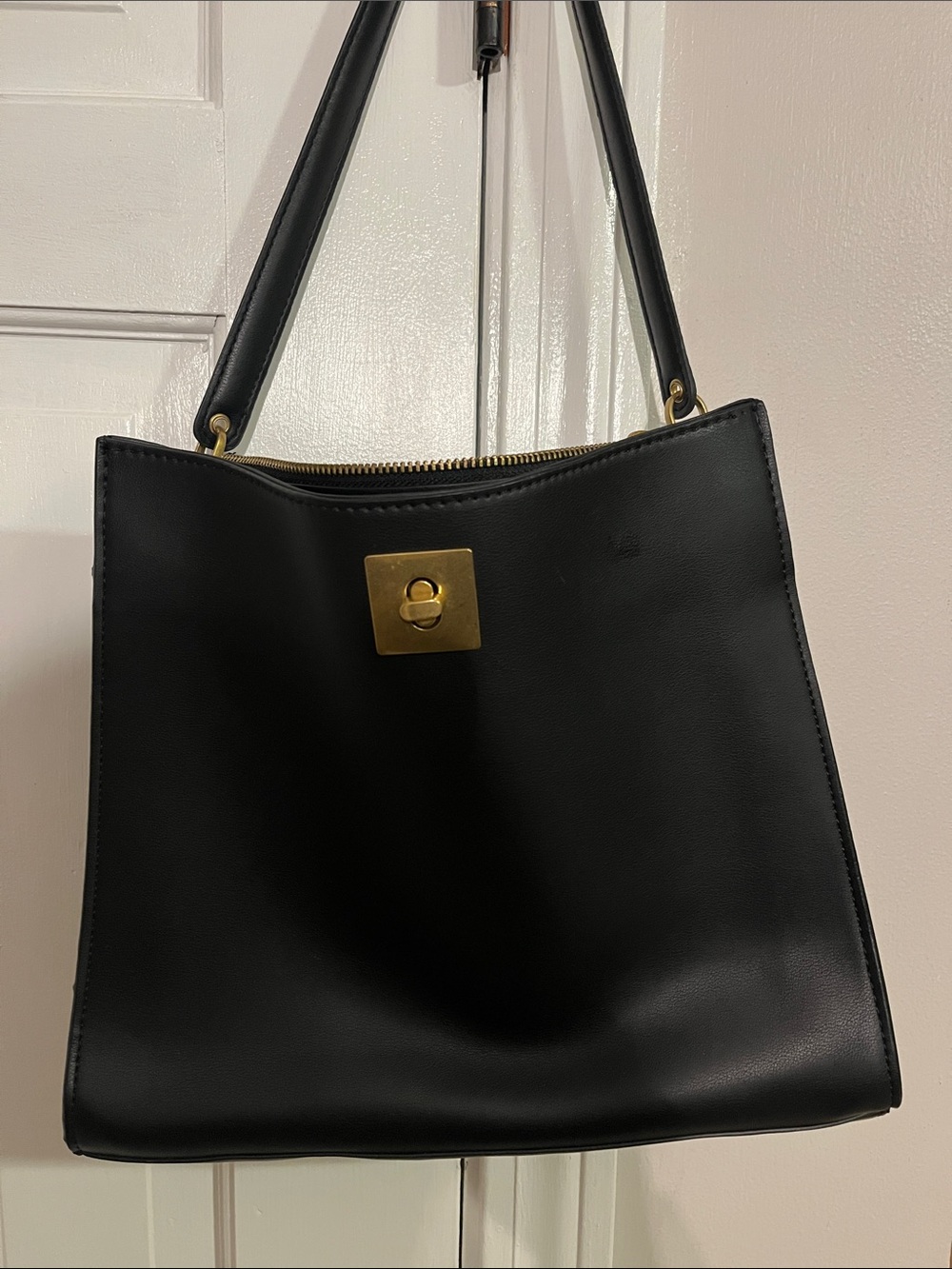 Zara Black Shoulder Bag with Gold Hardware